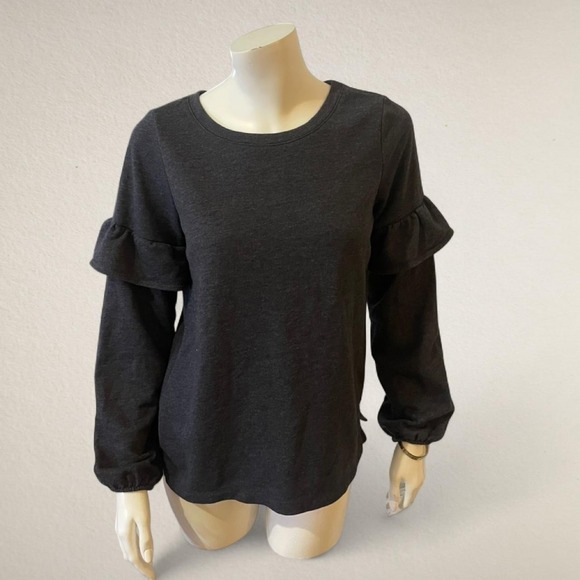 Old Navy Sweaters - Charcoal Grey Ruffle Sleeve Sweatshirt | Soft Knit Pullover size S